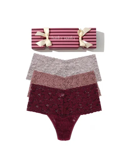 Hanky Panky Retro Thong Holiday 3 Pack Cracker In Multi