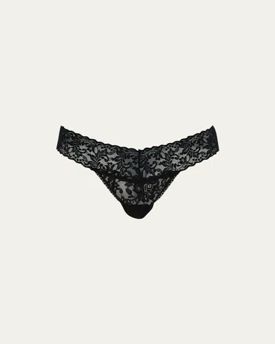 Hanky Panky Rolled Low-rise Lace Thong In Black