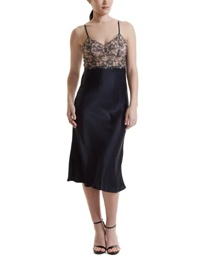 Hanky Panky Rose Gold Silk Slip Dress In Black