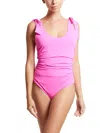 Hanky Panky Ruched Bow One Piece Swimsuit In Pink