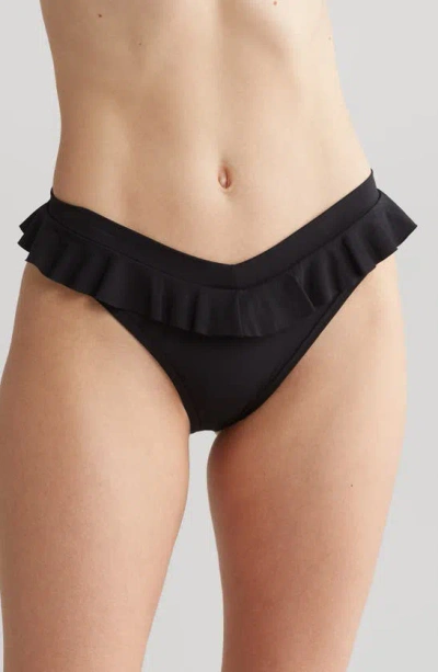 Hanky Panky Ruffle Trim Bikini Bottoms In Black