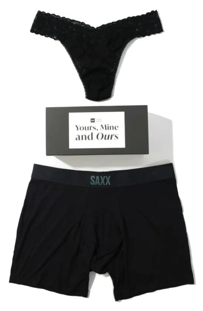 Hanky Panky X Saxx Vibe Assorted 2-pack Boxer Brief & Thong In Black