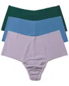 Hanky Panky Set Of 3 Breathe High-rise Thong In Multi