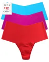 Hanky Panky Breathe Assorted 3-pack High Waist Thongs In Sc Blue Hf Cherryade Red
