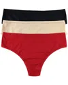 Hanky Panky Set Of 3 Play Natural Thong In Multi