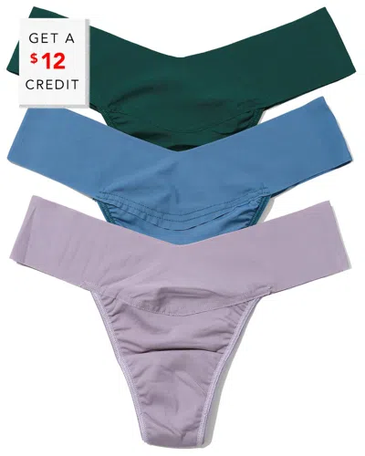 Hanky Panky Breathe Assorted 3-pack V-cut Thongs In Great Heights, Rainy Day, Aromatherapy