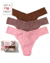 Hanky Panky 3 Pack Signature Lace Original Rise Thongs In Printed Box