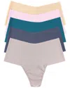 Hanky Panky Set Of 5 Breathe High-rise Thong In Multi