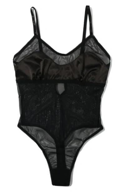 Hanky Panky Sheer Mesh Thong Bodysuit In Black