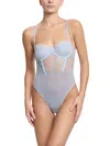 Hanky Panky Sheer Seduction Bodysuit In Blue