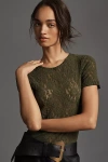 Hanky Panky Short-sleeve Lace Tee In Green