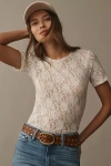 Hanky Panky Signature Short Sleeve Lace Top In White