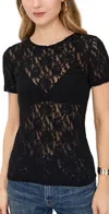 Hanky Panky Lace Short Sleeve Tee In Black
