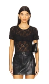 Hanky Panky Lace Short Sleeve Tee In Black