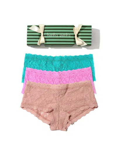 Hanky Panky Signature Lace® Boyshort Holiday Cracker 3 Pack In Pink