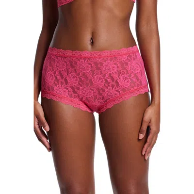 Hanky Panky Signature Lace High Waist Boyshorts In Morning Glory Pink