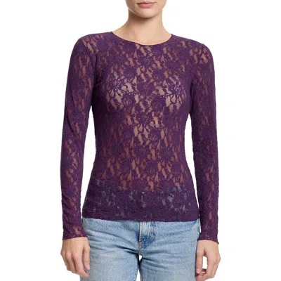 Hanky Panky Signature Lace Long Sleeve Top In Burgundy