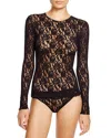 Hanky Panky Long-sleeve Lace Top 128l In Black
