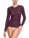 Hanky Panky Signature Lace Long Sleeve Top In Purple