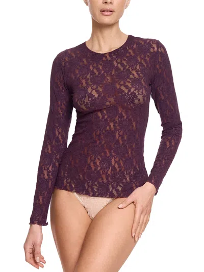 Hanky Panky Signature Lace Long Sleeve Top In Purple