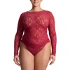Hanky Panky Signature Lace Long Sleeve Top In Red