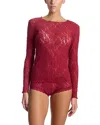 Hanky Panky Signature Lace Long Sleeve Top In Red