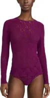 Hanky Panky Signature Lace Long Sleeve Top Sugar Plum In Red