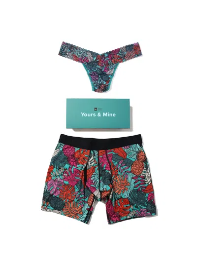 Hanky Panky Signature Lace Low Rise Printed Thong And Saxx Drop Temp Cooling Cotton Boxer Brief In Blue