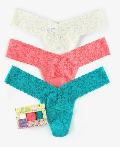 Hanky Panky Signature Lace Low Rise Thong 3pack In Multi