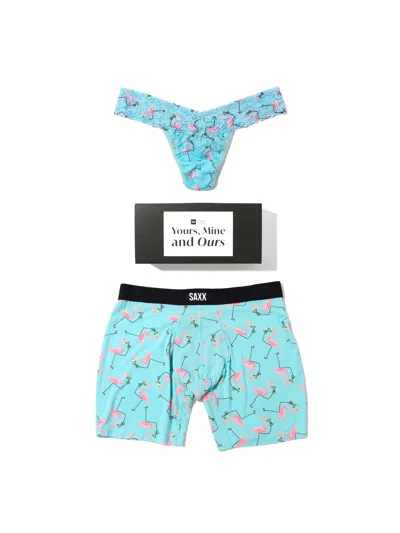 Hanky Panky Signature Lace® Low Rise Thong And Saxx Super Soft Vibe Boxer Brief In Blue