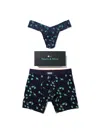 Hanky Panky Signature Lace® Original Rise Thong And Saxx Super Soft Vibe Boxer Brief Olive You In Multi