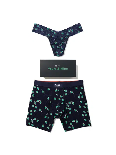 HANKY PANKY SIGNATURE LACE® LOW RISE THONG AND SAXX SUPER SOFT VIBE BOXER BRIEF OLIVE YOU