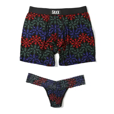 HANKY PANKY SIGNATURE LACE LOW RISE THONG AND SAXX ULTRA BOXER BRIEF