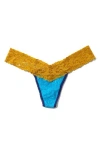 Hanky Panky Signature Lace Low Rise Thong In Cerulean Blue/topaz