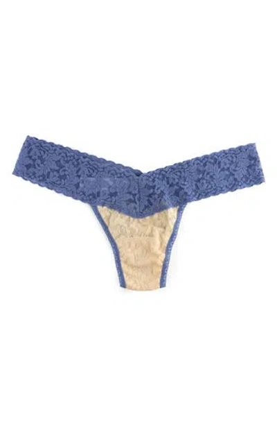 Hanky Panky Signature Lace Low Rise Thong In Blue