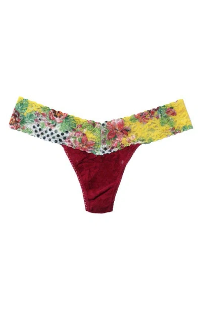 Hanky Panky Signature Lace Low Rise Thong In Dark Pomegranite/ Floral