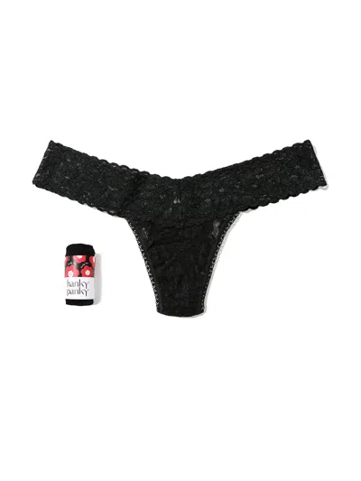 Hanky Panky Signature Lace Low Rise Thong Fortune Cookie In Black