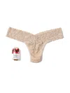 Hanky Panky Signature Lace Low-rise Stretch-jersey Thong In Brown