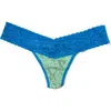 Hanky Panky Signature Lace Low Rise Thong In Green/blue