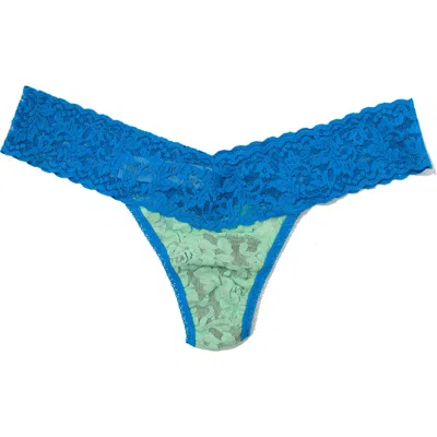 Hanky Panky Signature Lace Low Rise Thong In Green/blue