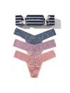 Hanky Panky Signature Lace Low Rise Thong Holiday 3 Pack Cracker In Blue
