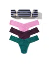 Hanky Panky Signature Lace® Low Rise Thong Holiday 3 Pack Cracker In Multi
