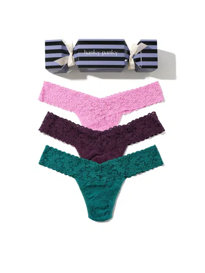 Hanky Panky Signature Lace® Low Rise Thong Holiday 3 Pack Cracker In Multi