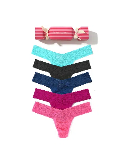 Hanky Panky Signature Lace® Low Rise Thong Holiday 5 Pack Cracker In Multi