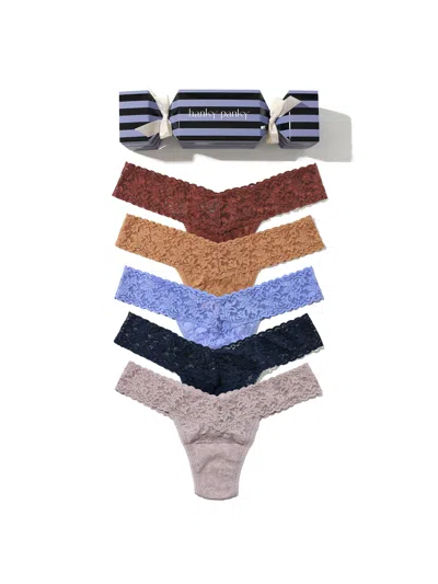 Hanky Panky Signature Lace® Low Rise Thong Holiday 5 Pack Cracker In Multi