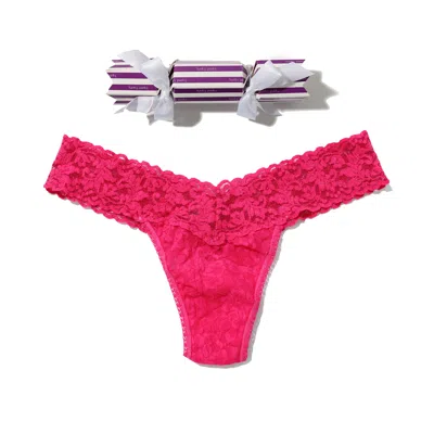 Hanky Panky Signature Lace® Low Rise Thong Holiday Cracker In Pink