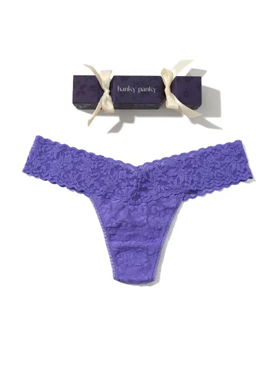 Hanky Panky Signature Lace® Low Rise Thong Holiday Cracker In Blue