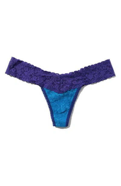 Hanky Panky Signature Lace Low Rise Thong In Island Blue/ Wild Violet