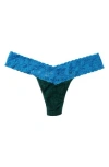 Hanky Panky Signature Lace Low Rise Thong In Blue