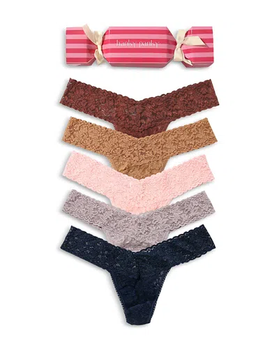 Hanky Panky Holiday Cracker Assorted 5-pack Low Rise Thongs In Multi